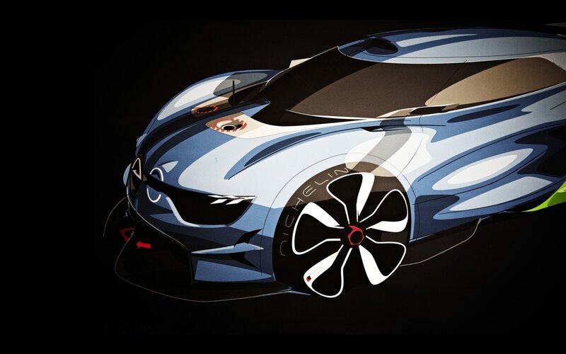 Blue Concept Car — Dramatic, Digital Art, Wheel, Headlight