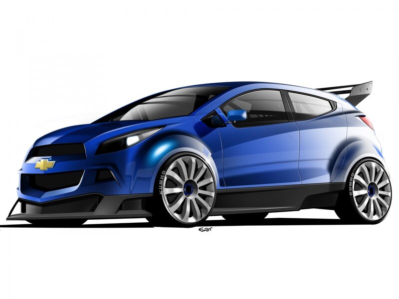 Blue Concept Car — Dynamic, Digital Art, Wings, Tires, Grille