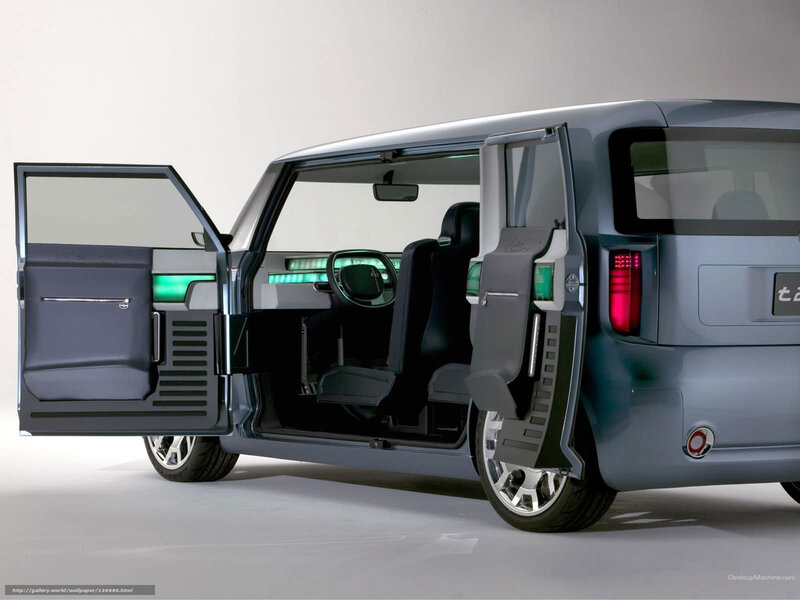 Blue Concept Car — Gray, Neutral, Photograph, Open Door