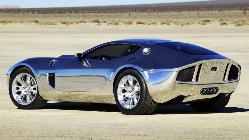 blue concept car in desert