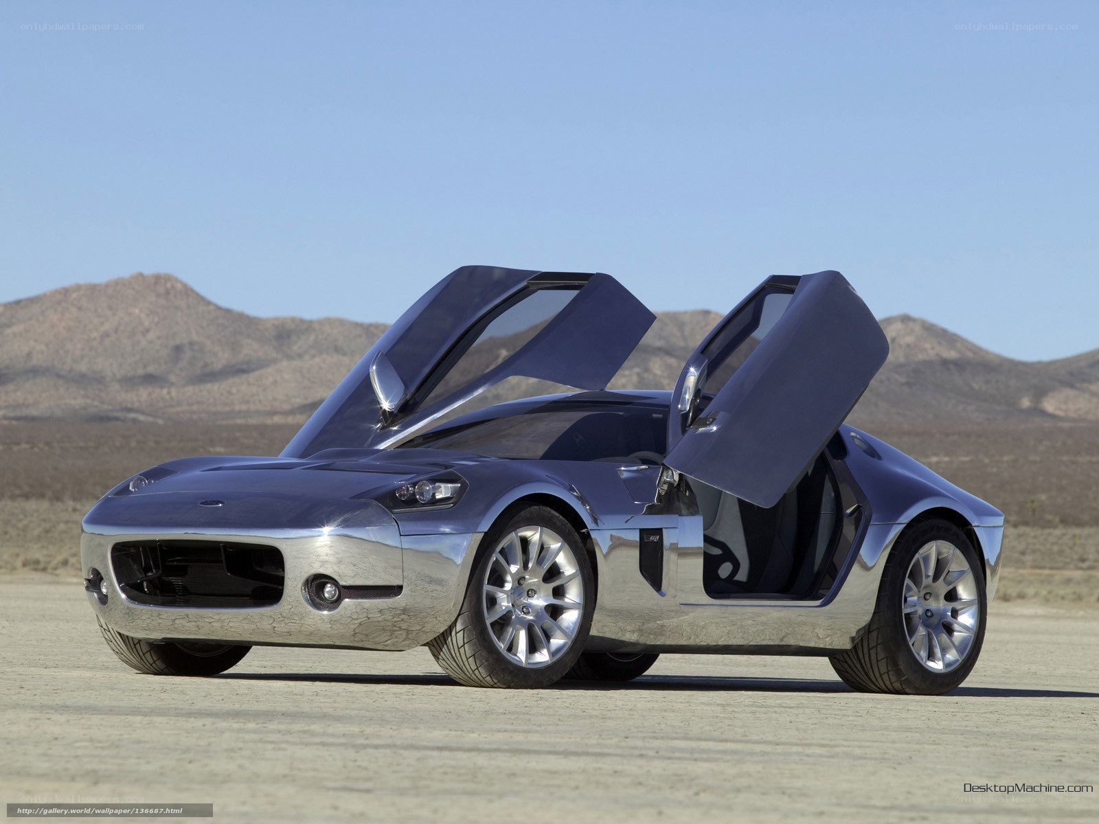 blue concept car in desert