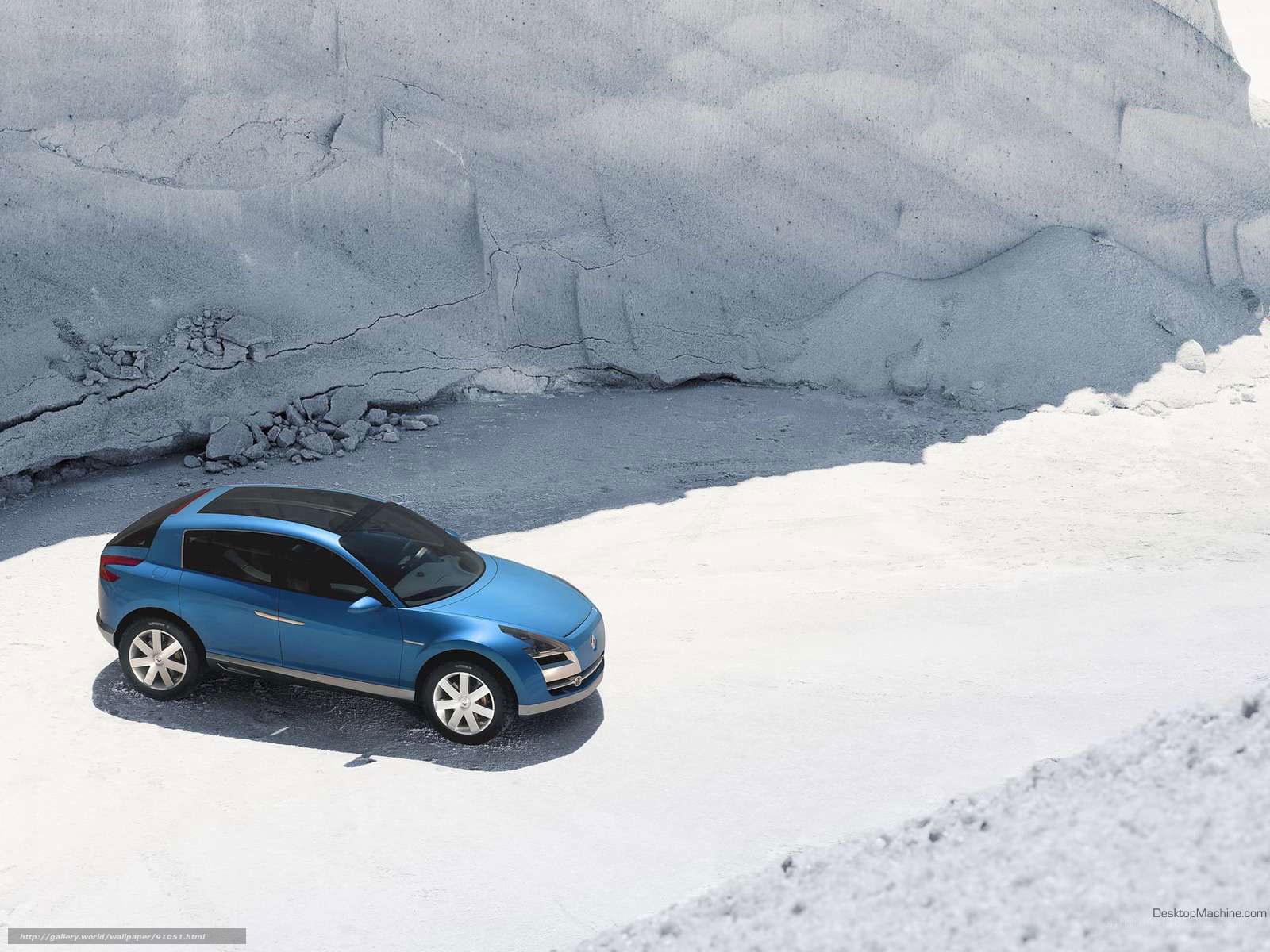 Blue concept car in quarry