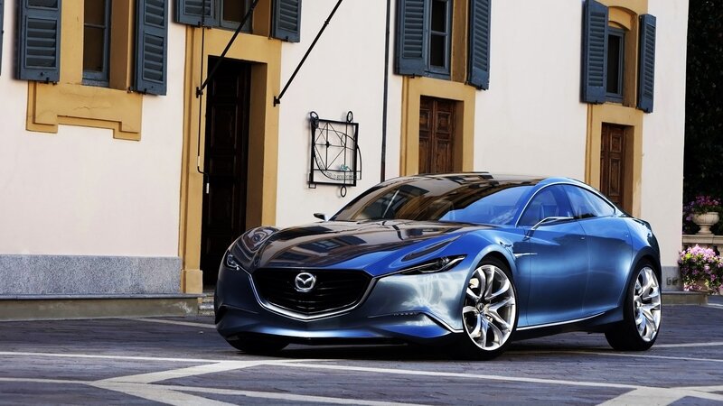 Blue Concept Car — Serene, Afternoon, Photograph, Building, Flowers