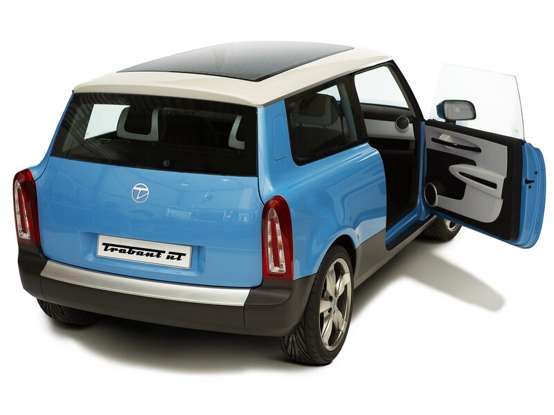 Blue concept car with open door