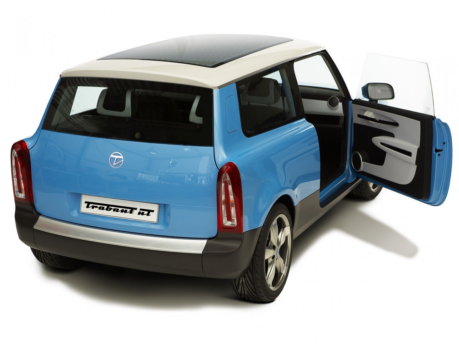 Blue concept car with open door