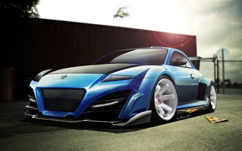 blue concept sports car