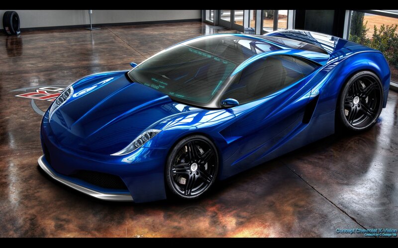 Blue concept sports car