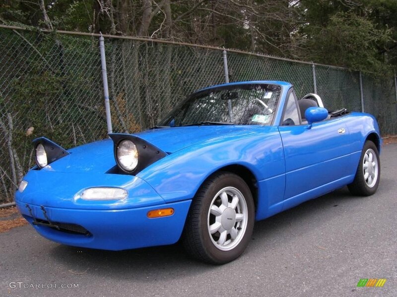 Blue Convertible Car — Calm, Afternoon, Photograph, Fence