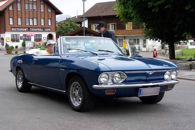 Blue Convertible Car — Calm, Afternoon, Photograph, Man in Hat