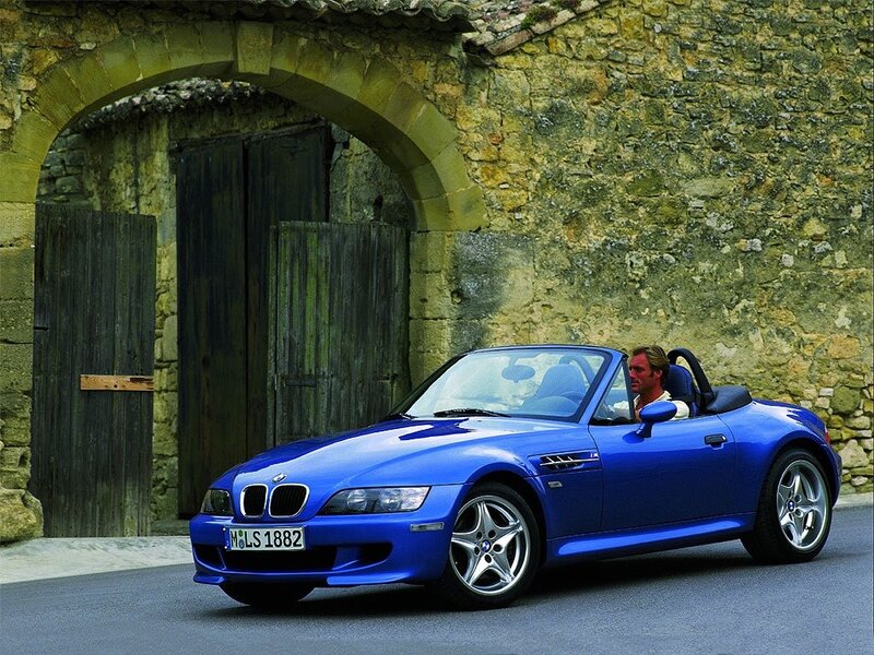 Blue Convertible Car — Calm, Afternoon, Photograph, Man, Stone Wall
