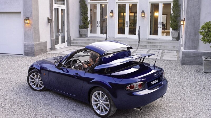 Blue Convertible Car — Calm, Afternoon, Photograph, Person, House