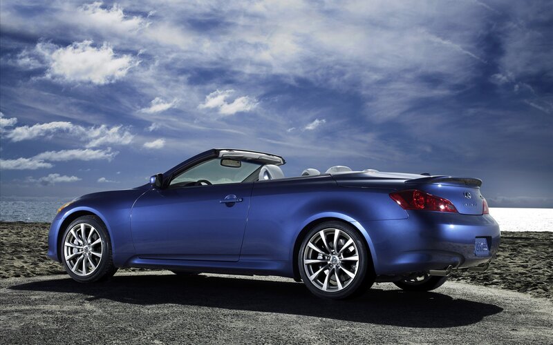 Blue Convertible Car — Dramatic, Afternoon, Photograph, Beach, Ocean, Sky