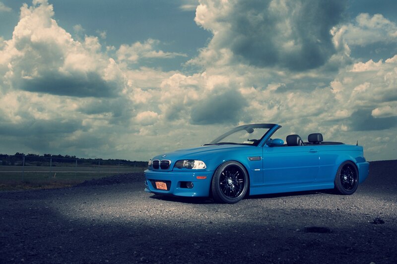 Blue Convertible Car — Dramatic, Afternoon, Photograph, Clouds