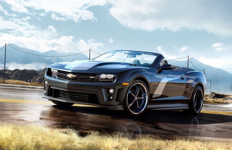 Blue Convertible Car — Dramatic, Afternoon, Photograph, Mountains