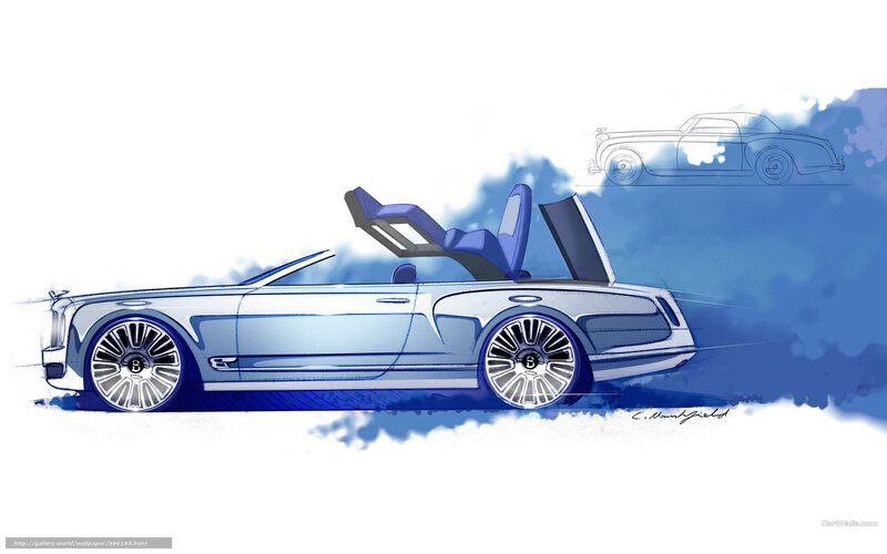 Blue Convertible Car — Dramatic, Illustration