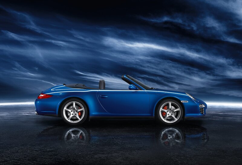 Blue Convertible Car — Dramatic, Night, Photograph