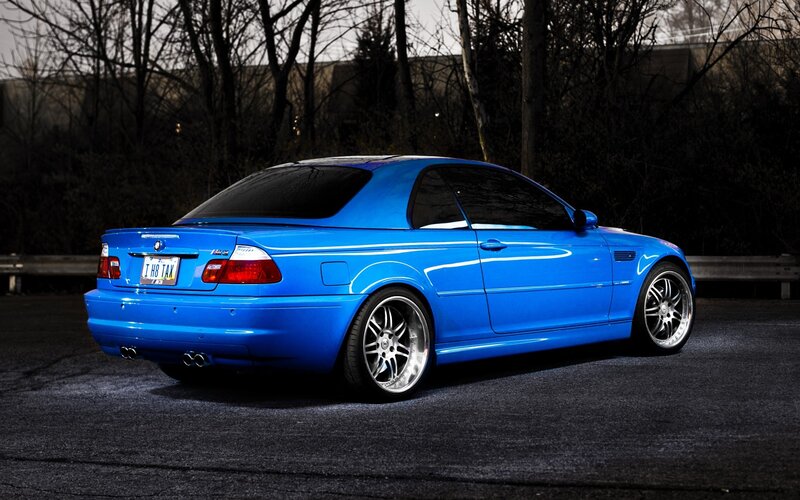 Blue Convertible Car — Dramatic, Night, Photograph, Trees