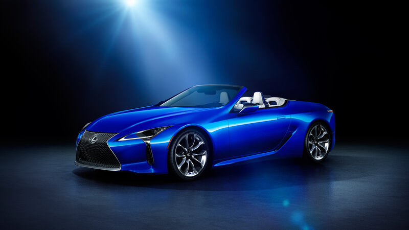 Blue Convertible Car — Dramatic, Photograph, Spotlight