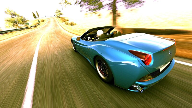 Blue Convertible Car — Dynamic, Afternoon, 3d Render
