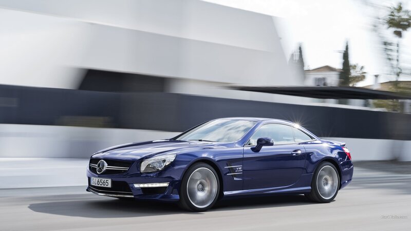 Blue Convertible Car — Dynamic, Afternoon, Photograph, Building