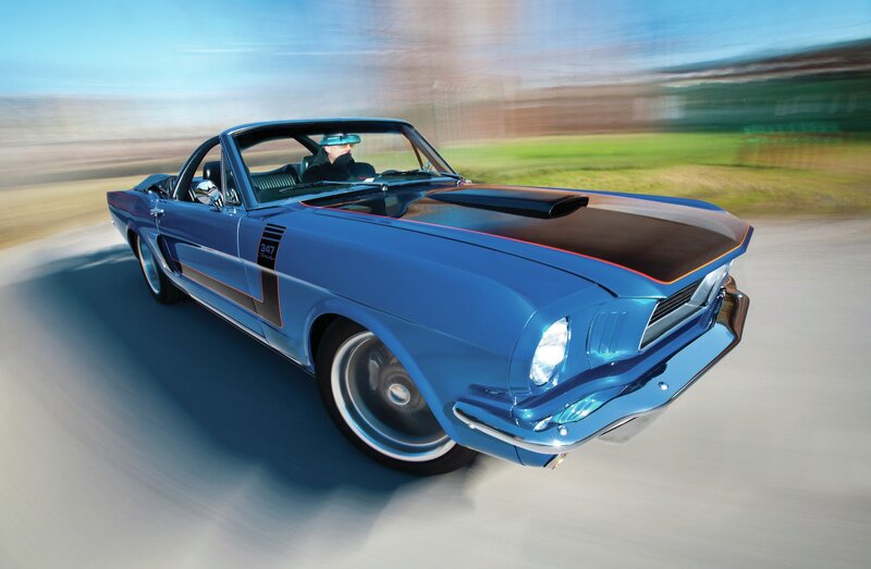 Blue Convertible Car — Dynamic, Afternoon, Photograph, Driver, Road, Grass
