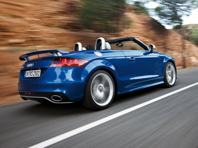 Blue Convertible Car — Dynamic, Afternoon, Photograph, Road, Driver, Trees, Gray