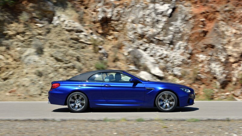 Blue Convertible Car — Dynamic, Afternoon, Photograph, Road, Rocky Cliff