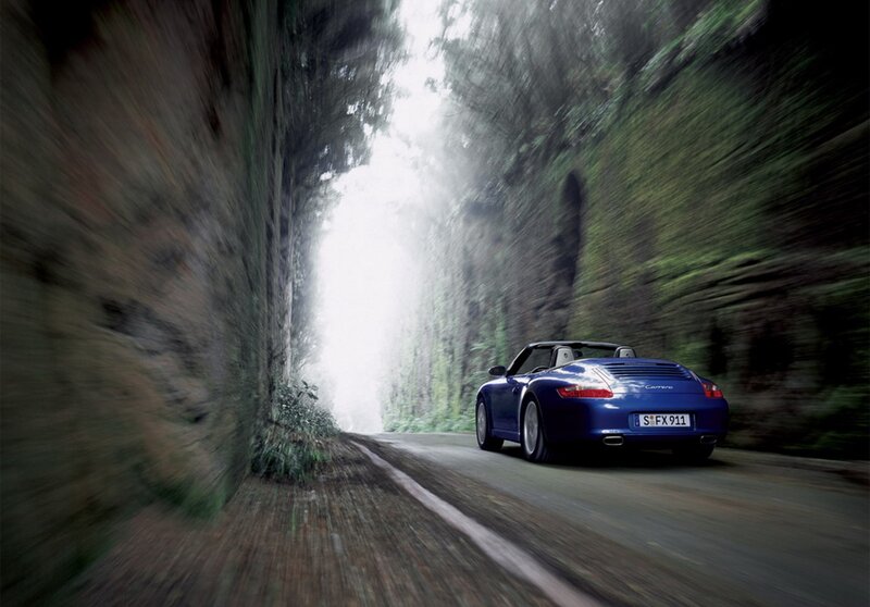 Blue Convertible Car — Dynamic, Photograph