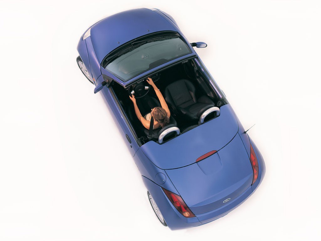 blue convertible car from above