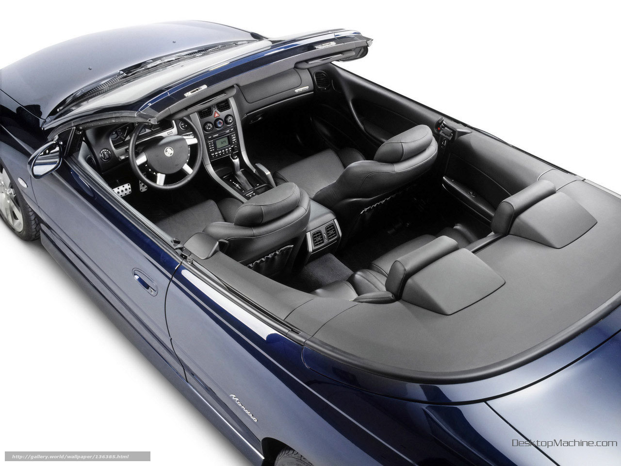 blue convertible car interior