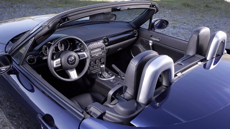 blue convertible car interior
