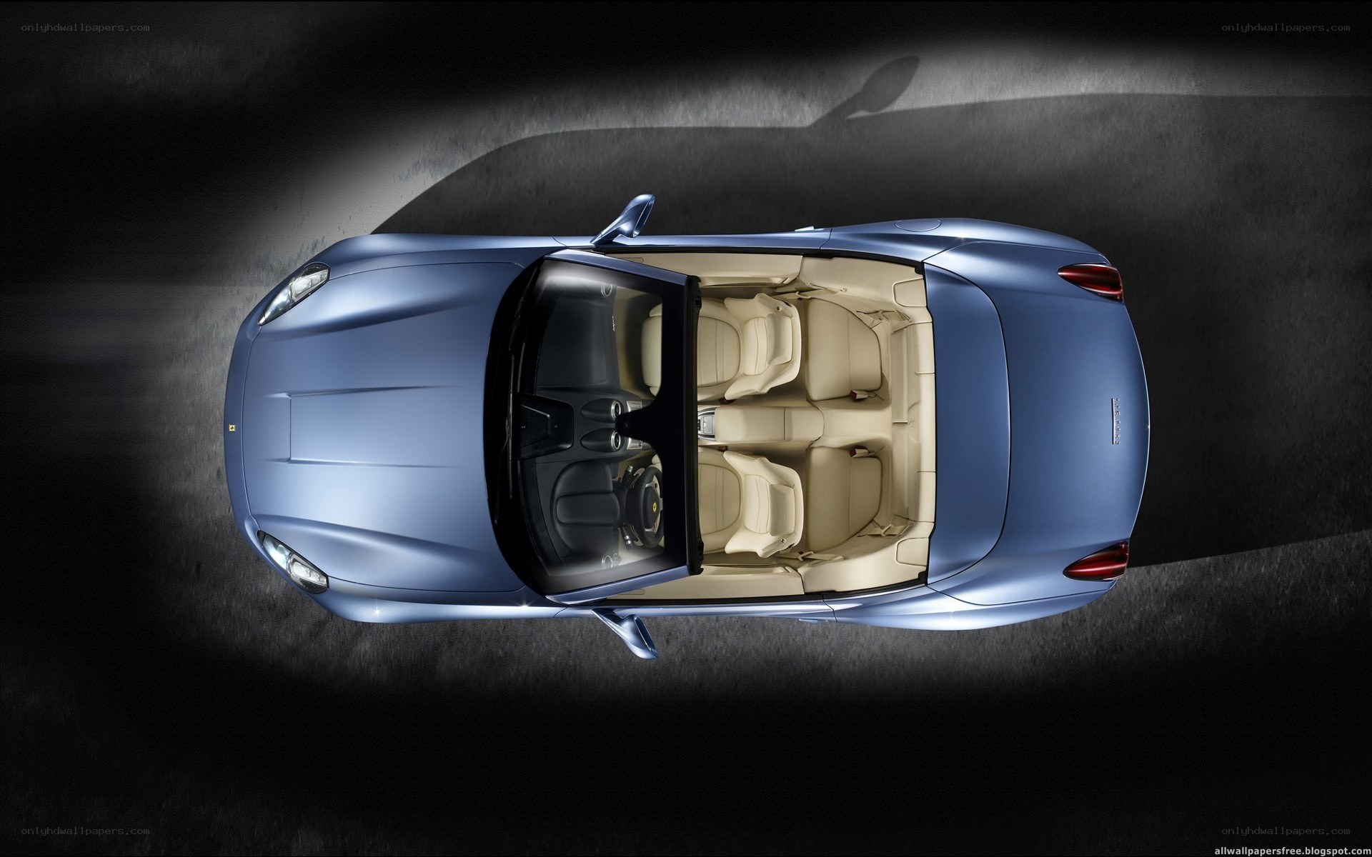 blue convertible car interior