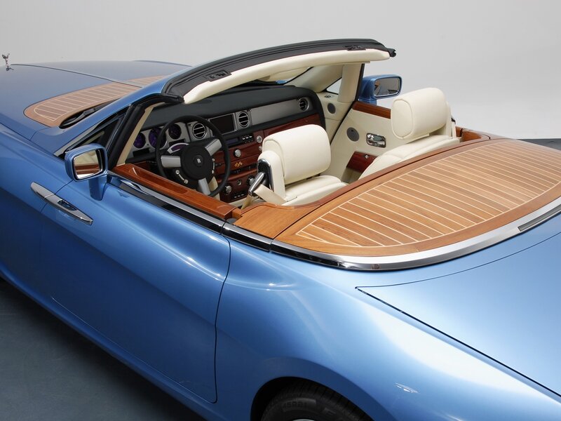 Blue Convertible Car — Luxurious, Photograph, Wood Trim