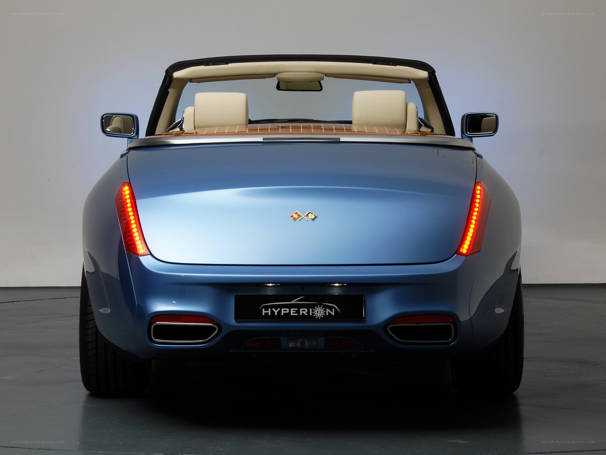 blue convertible car rear view