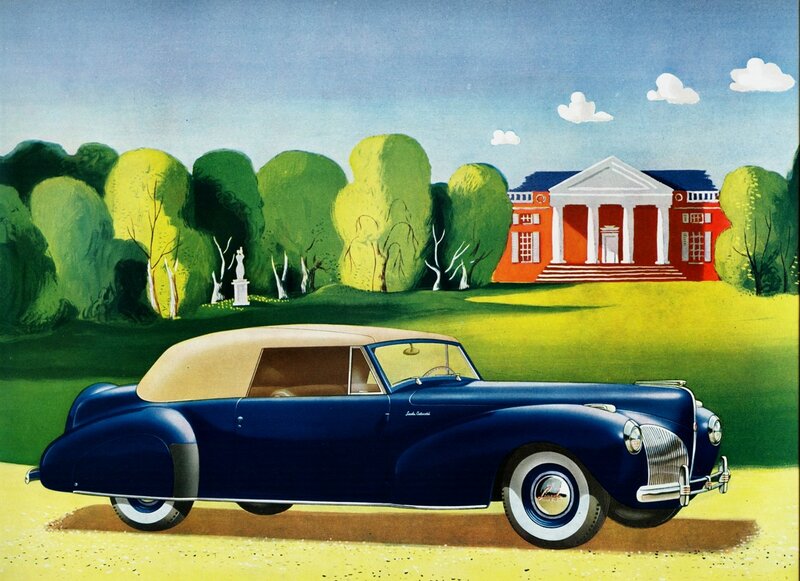 Blue Convertible Car — Serene, Afternoon, Illustration