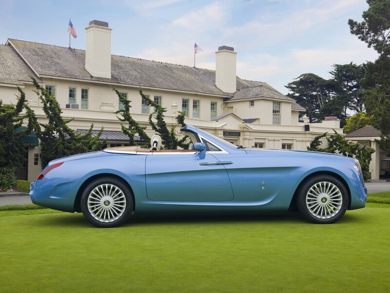 Blue Convertible Car — Serene, Afternoon, Photograph, Building, Flag