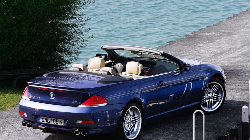 Blue Convertible Car — Serene, Afternoon, Photograph, Lake, Trees, Road