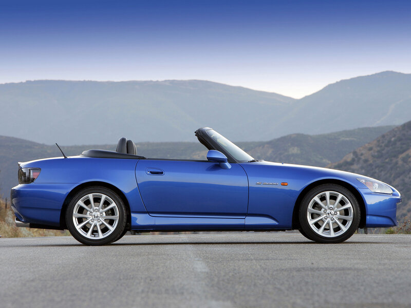 Blue Convertible Car — Serene, Afternoon, Photograph, Mountains, Road