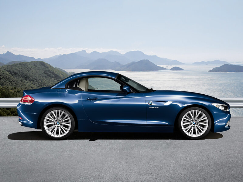Blue Convertible Car — Serene, Afternoon, Photograph, Mountains, Sea