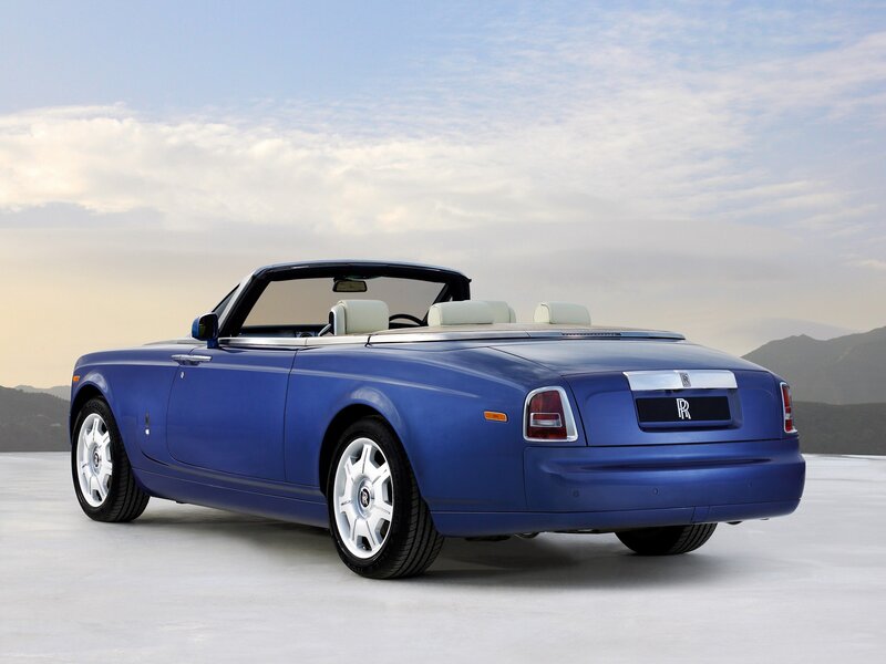Blue Convertible Car — Serene, Afternoon, Photograph, Mountains, Sky, White Seats