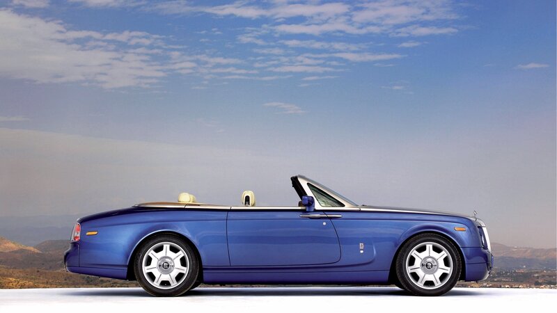 Blue Convertible Car — Serene, Afternoon, Photograph, Mountains, Sky, White
