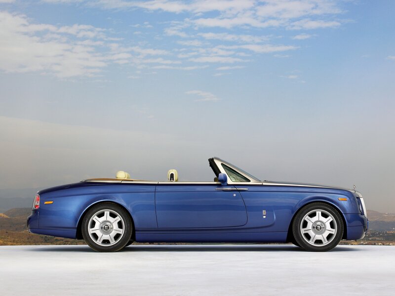 Blue Convertible Car — Serene, Afternoon, Photograph, Sky, Mountains, White, Gray