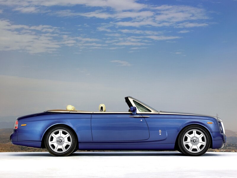 Blue Convertible Car — Serene, Afternoon, Photograph, Sky, Mountains, White