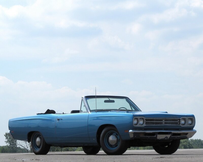 Blue Convertible Car — Serene, Afternoon, Photograph, Sky, Trees