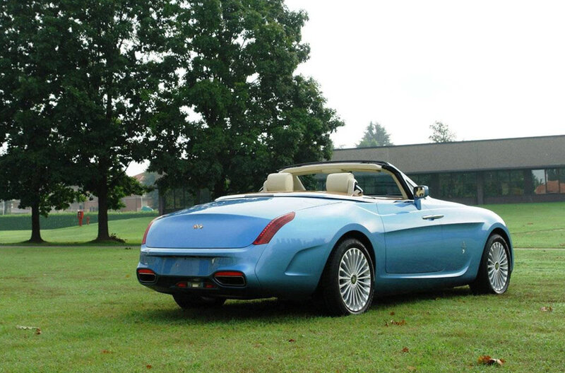 Blue Convertible Car — Serene, Afternoon, Photograph