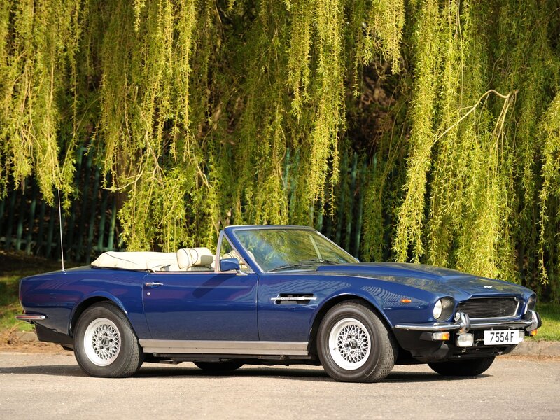 Blue Convertible Car — Serene, Afternoon, Photograph, Willow Tree