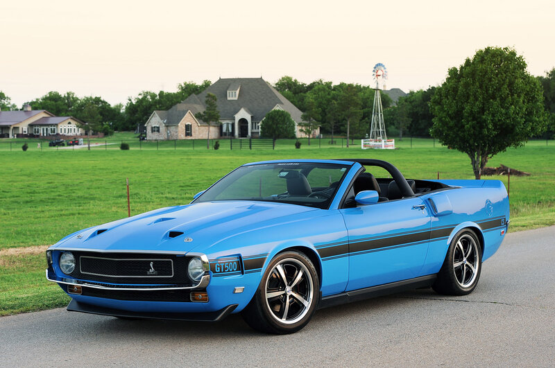 Blue Convertible Car — Serene, Sunset, Photograph