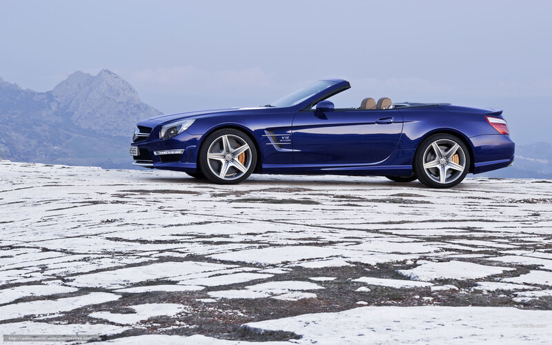 Blue Convertible Car — Serene, Winter, Photograph