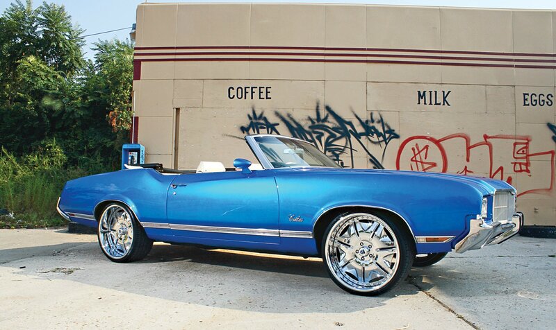 Blue Convertible Car — Urban, Afternoon