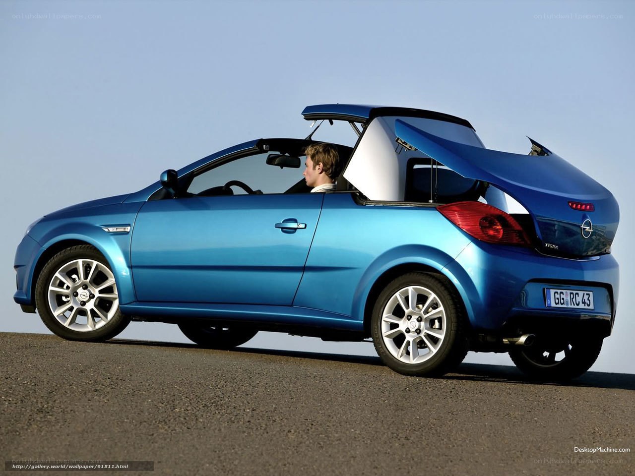 blue convertible car